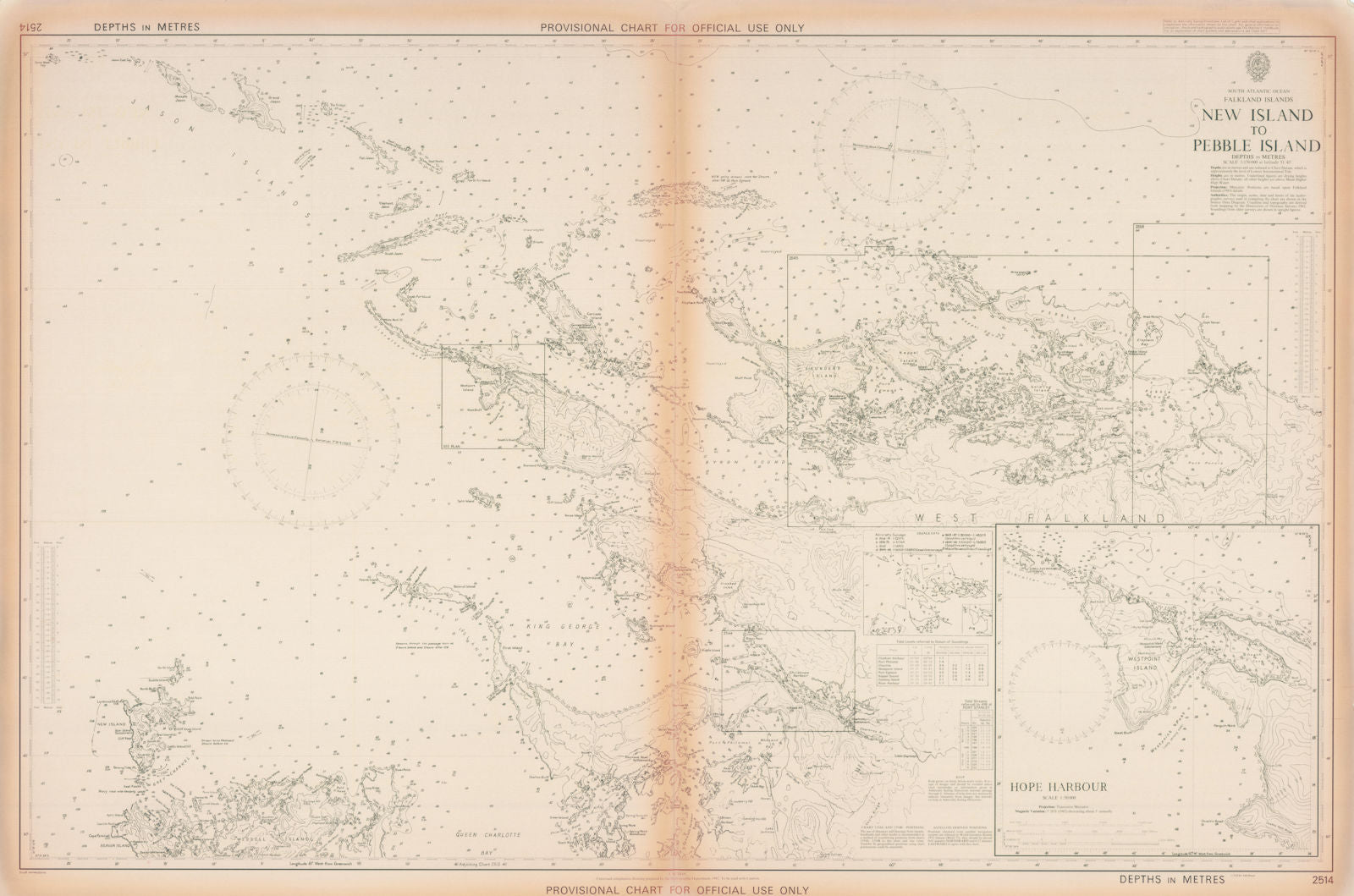 Falkland Islands New Island-Pebble Island Admiralty chart HMS Glamorgan 1982 map